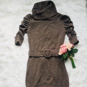FOREVER 21 Soft Brown Cowl Neck Sweater Dress